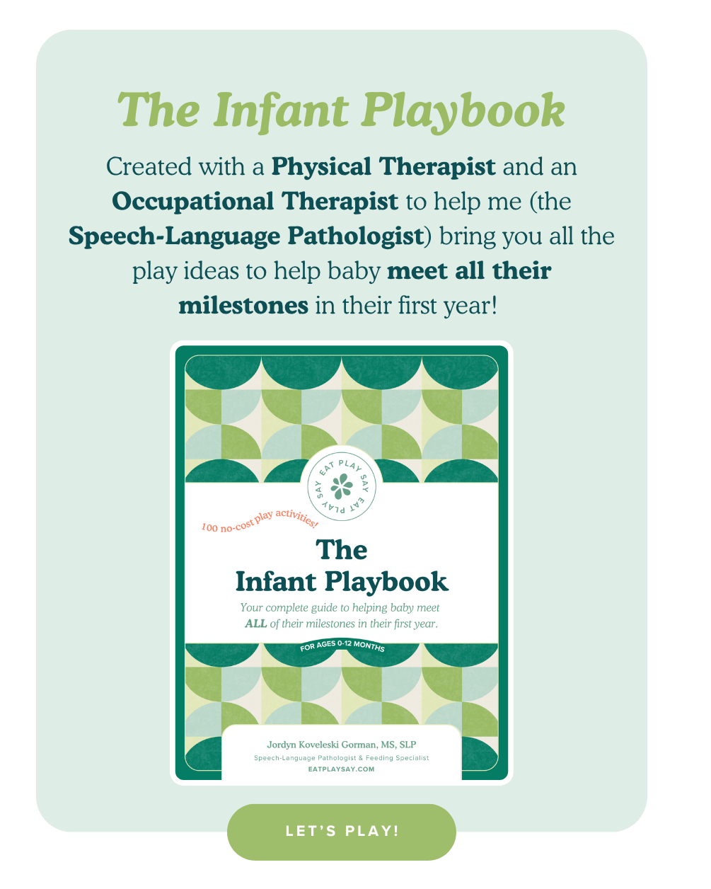 Eat Play Say's Infant Playbook cover