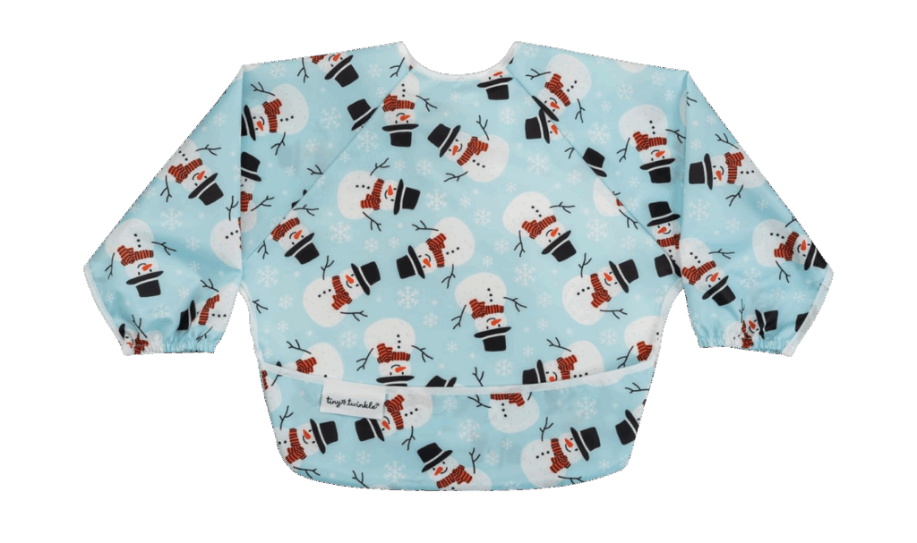 tiny twinkle smock bib with snowmen