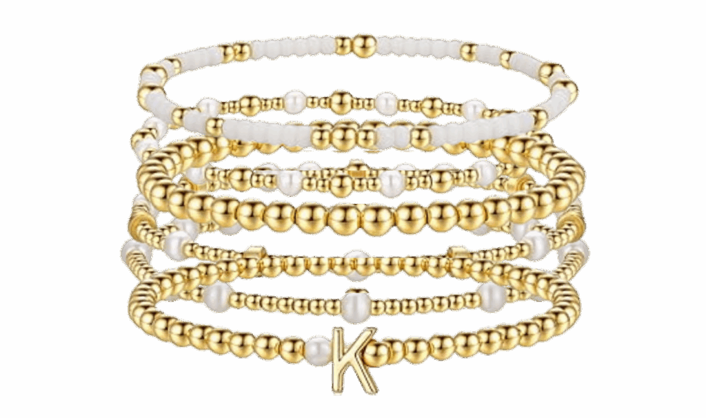 gold beaded stacking bracelets, part of stocking stuffer guide