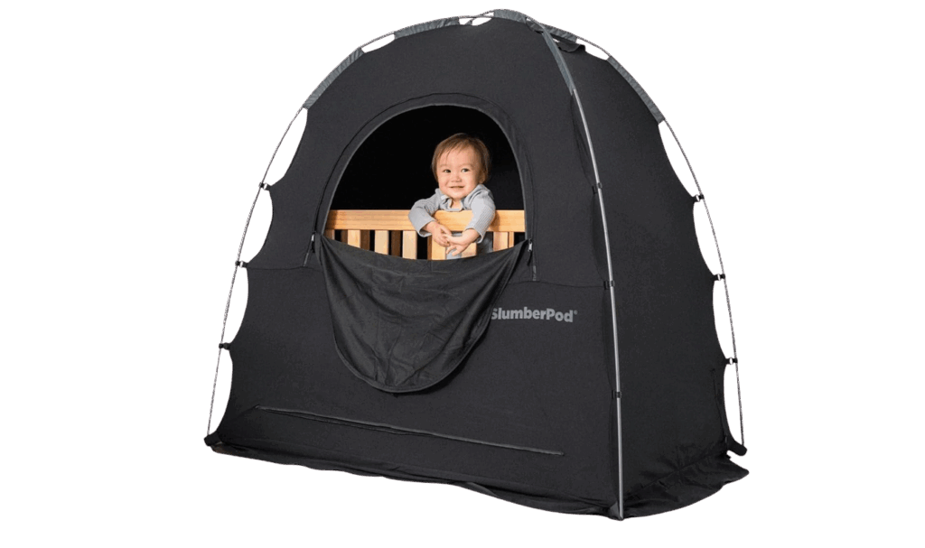 SlumberPod blackout sleep tent for use over travel cribs