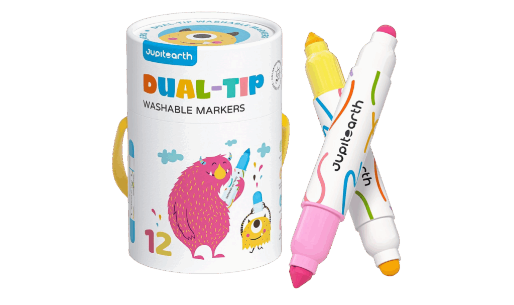 Jupitearth dual-tip washable markers for kids