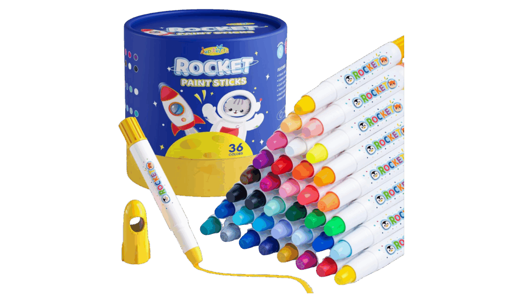 tempera paint sticks for kids, part of post on toddler coloring supplies