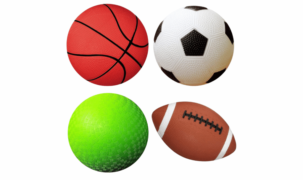 4 pack of toddler sports balls - basketball, soccer, football and kickball