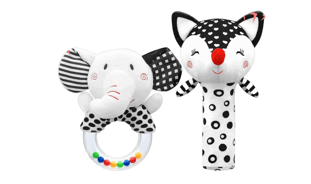 pack of 2 high-contrast rattles for babies