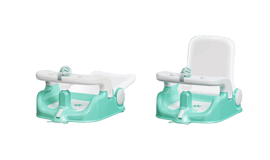BabyBond Baby bath seat shown in lying and sitting position