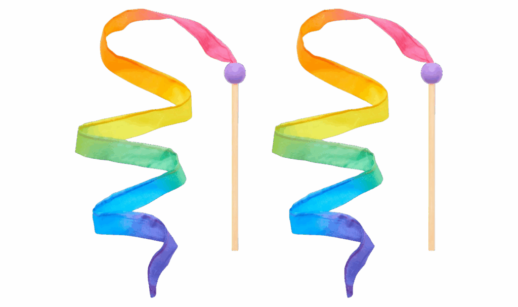 rainbow ribbon wands for toddlers to use while dancing, or pretend playing
