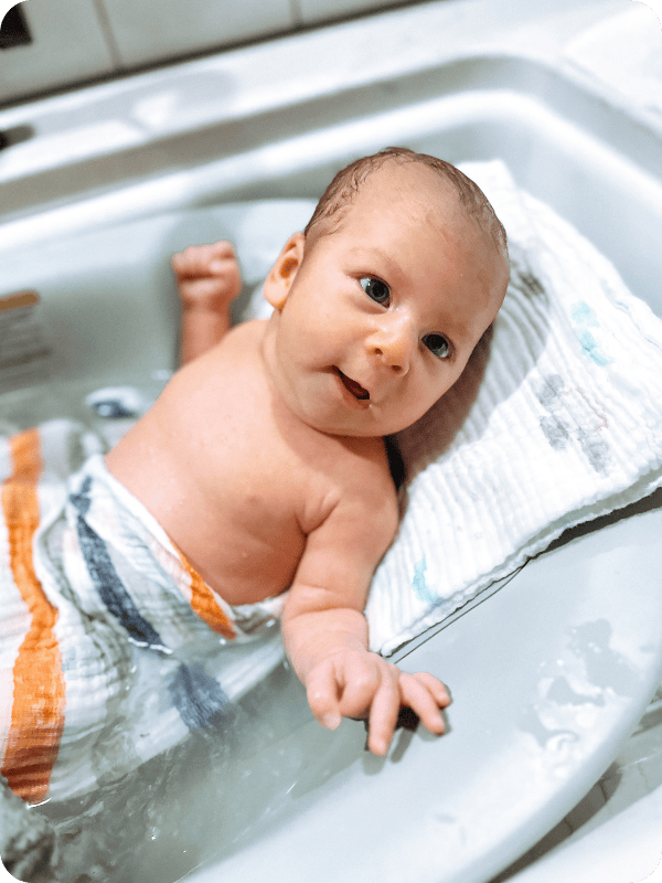 infant in Lalo's baby bath tub