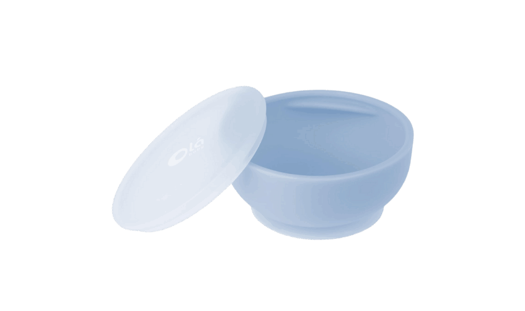 Olababy suction bowl with lid in blue