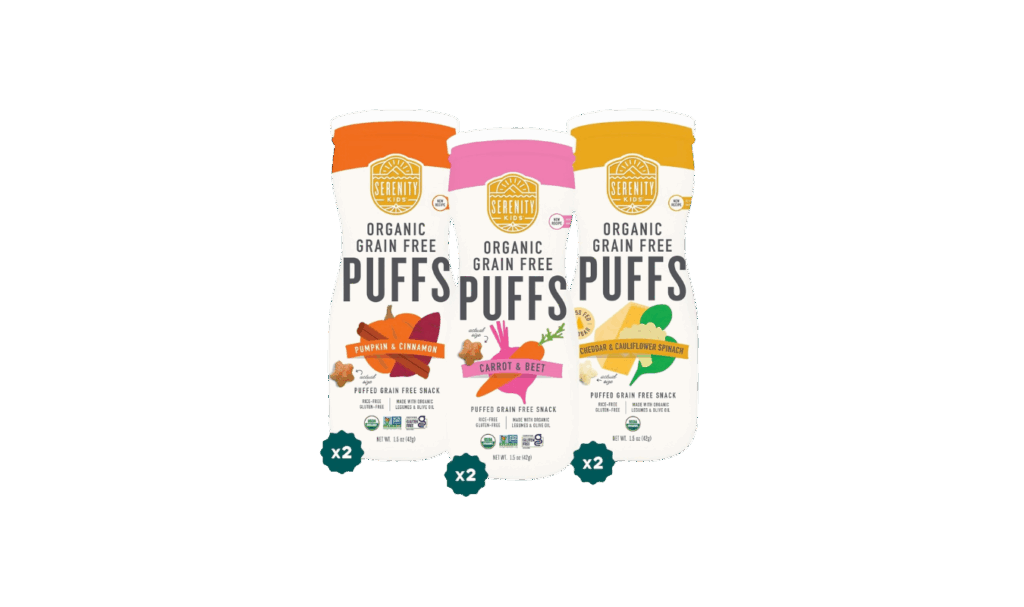 Serenity organic grain free baby puffs variety pack