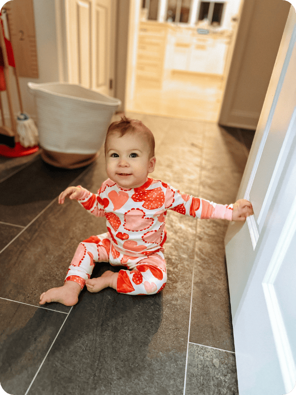 baby in valentine's day pajamas