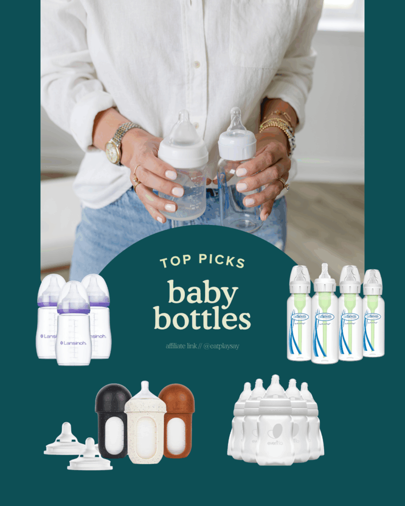 round-up graphic of baby bottles for breastfed babies