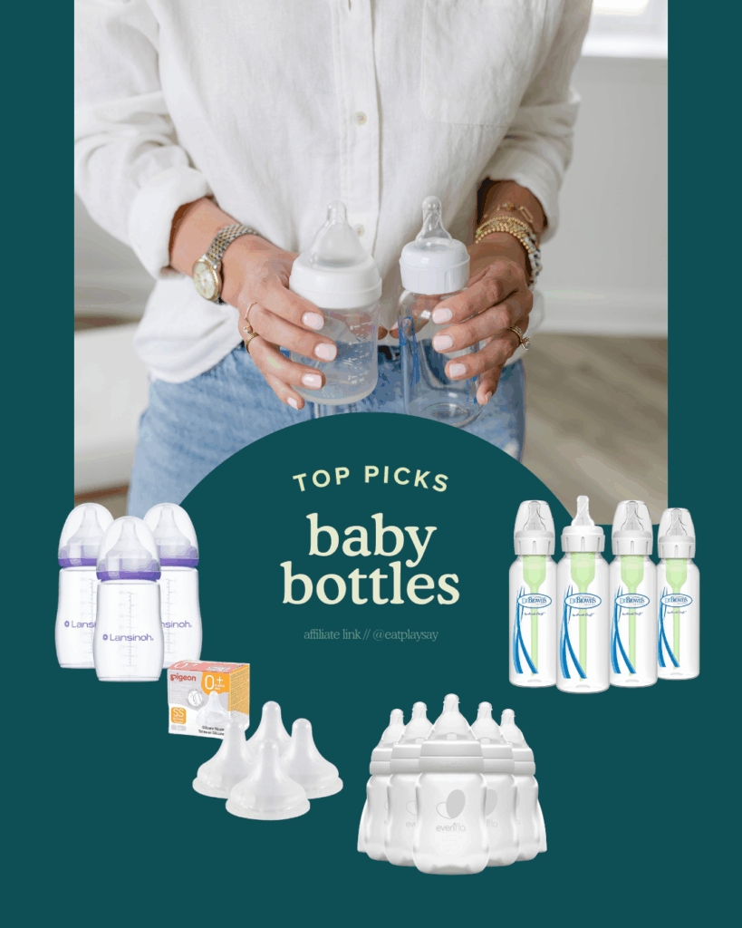 round-up graphic of baby bottles for breastfed babies