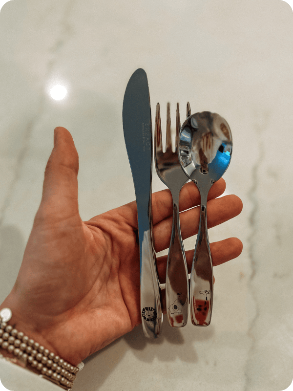 stainless steel toddler utensils with thick handle