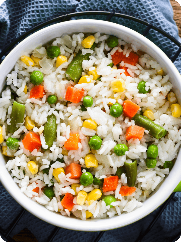 White rice and mixed vegetables