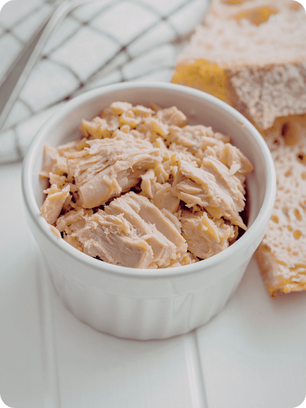 Bowl of shredded chicken