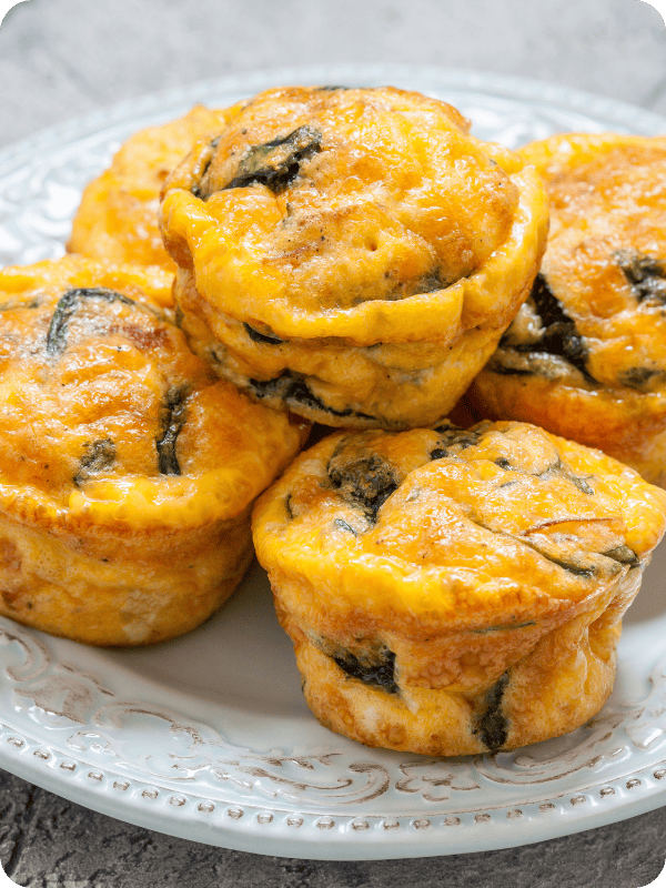 Egg "muffins" with spinach.