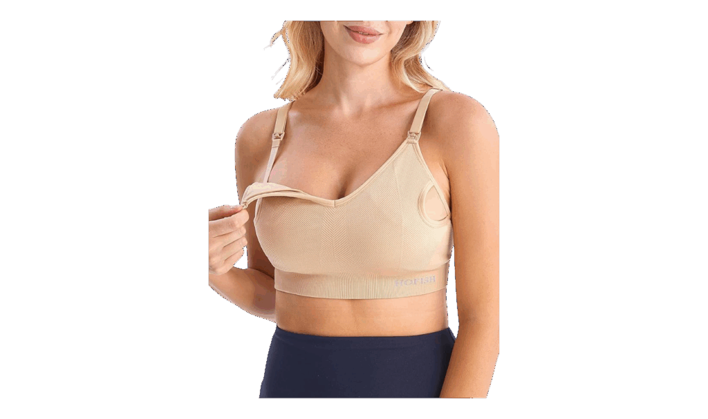 Hofish hands-free pumping bra in nude color