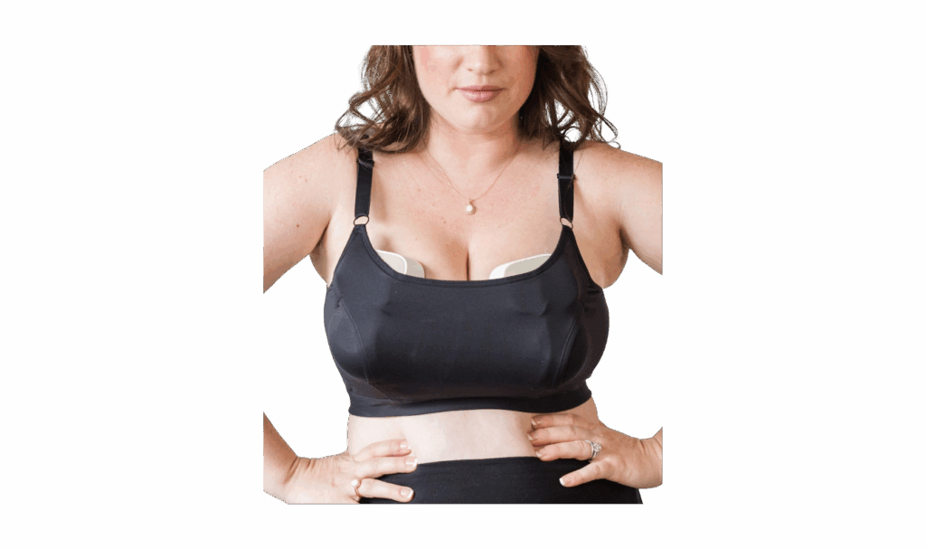 Davin and Adley nursing and pumping bra with wearable pumps in it