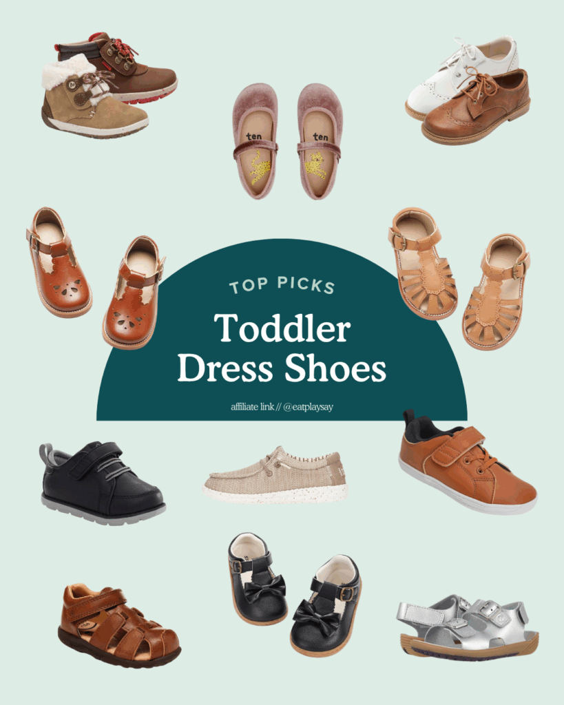 round up graphic of toddler dress shoes for girls and boys 