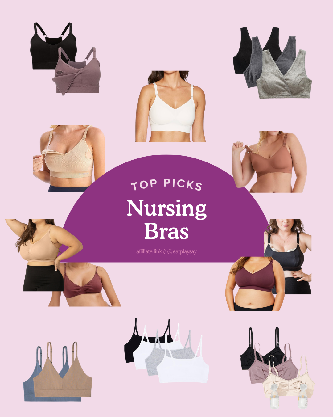 round up graphic of top nursing bras and pumping bras