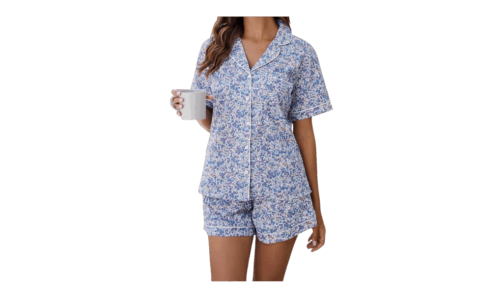 floral cotton pajamas featured on a post about postpartum essentials