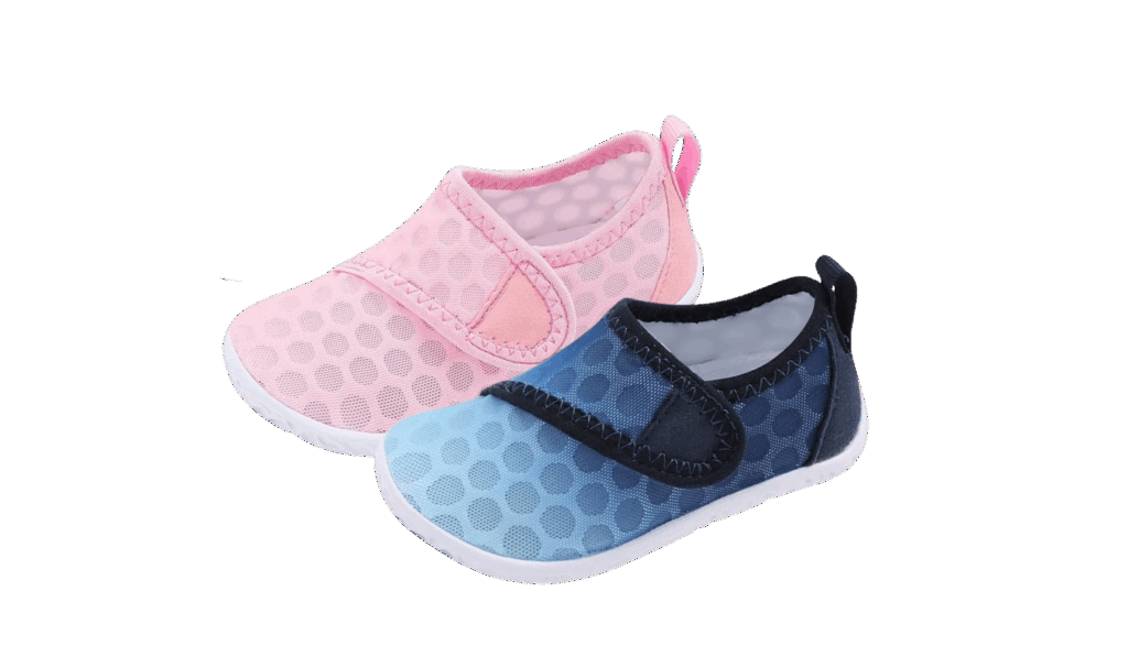 mesh water shoes for toddlers in pink and blue colors 