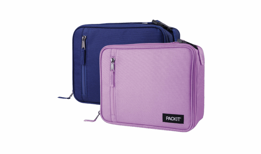 Packit lunch boxes in purple and navy