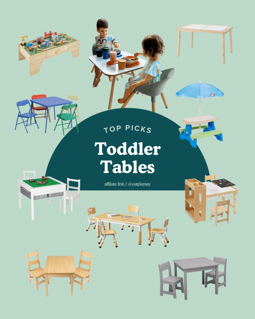 round up graphic of the best toddler table and chairs for all types of play