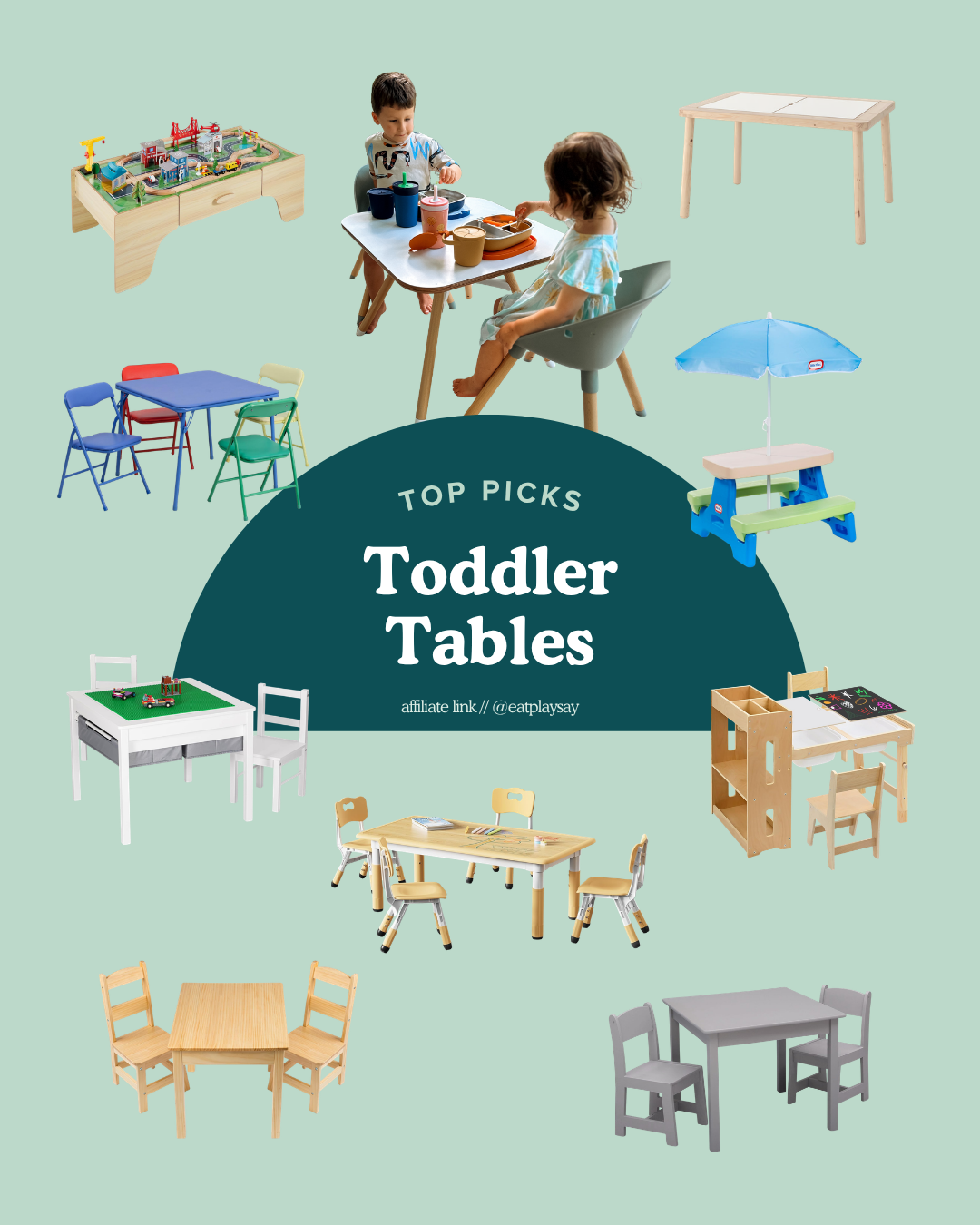 round up graphic of the best toddler table and chairs for all types of play