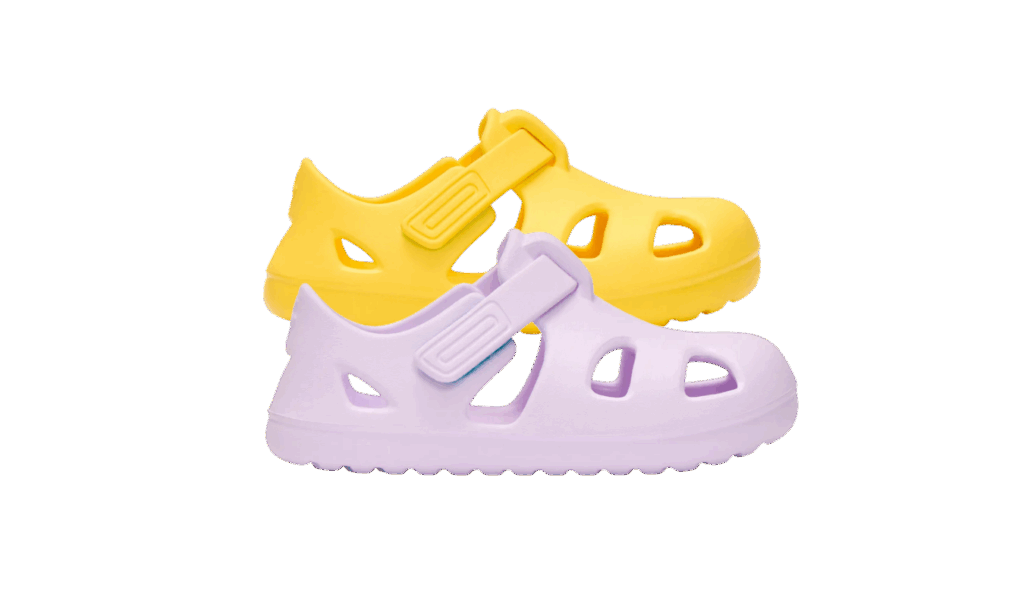 Ten Little Splash Sandals in yellow and lavender 