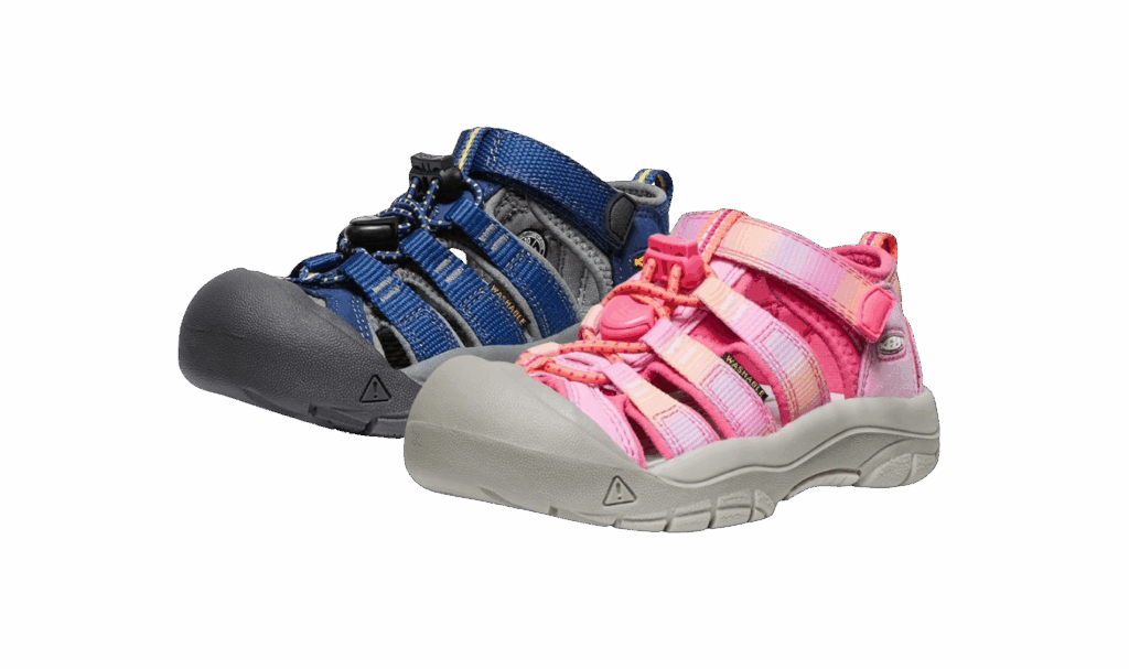 keen water shoes in navy and pink