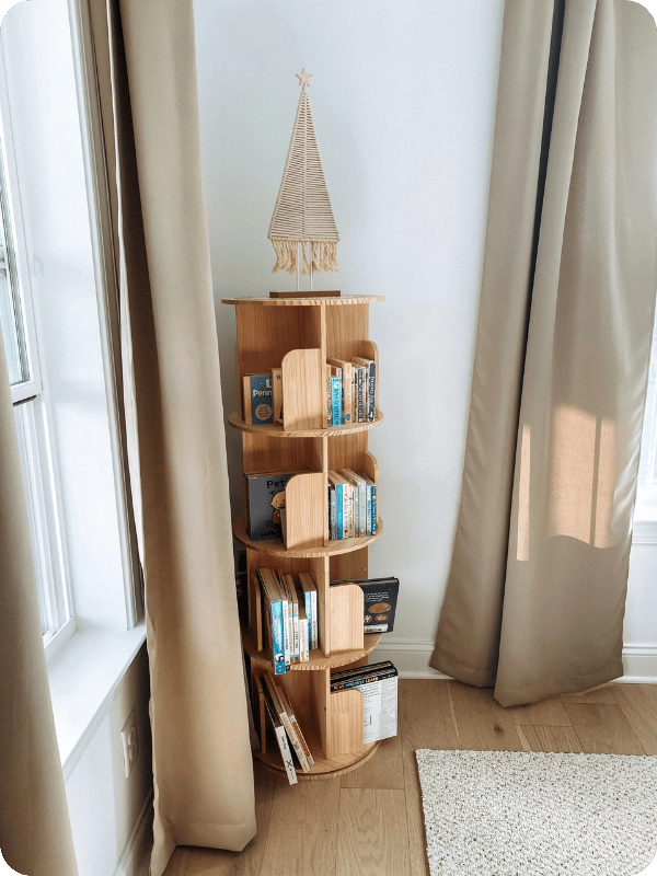 This rotating kids bookshelf holds 160 books!