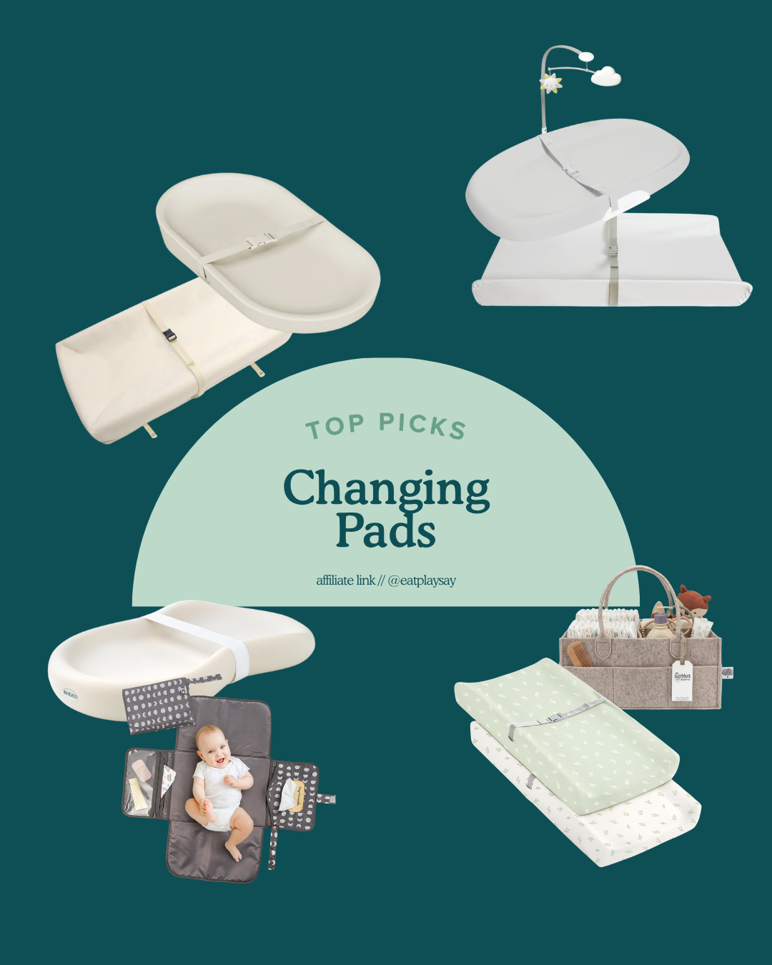 round up graphic of the best changing pads for baby