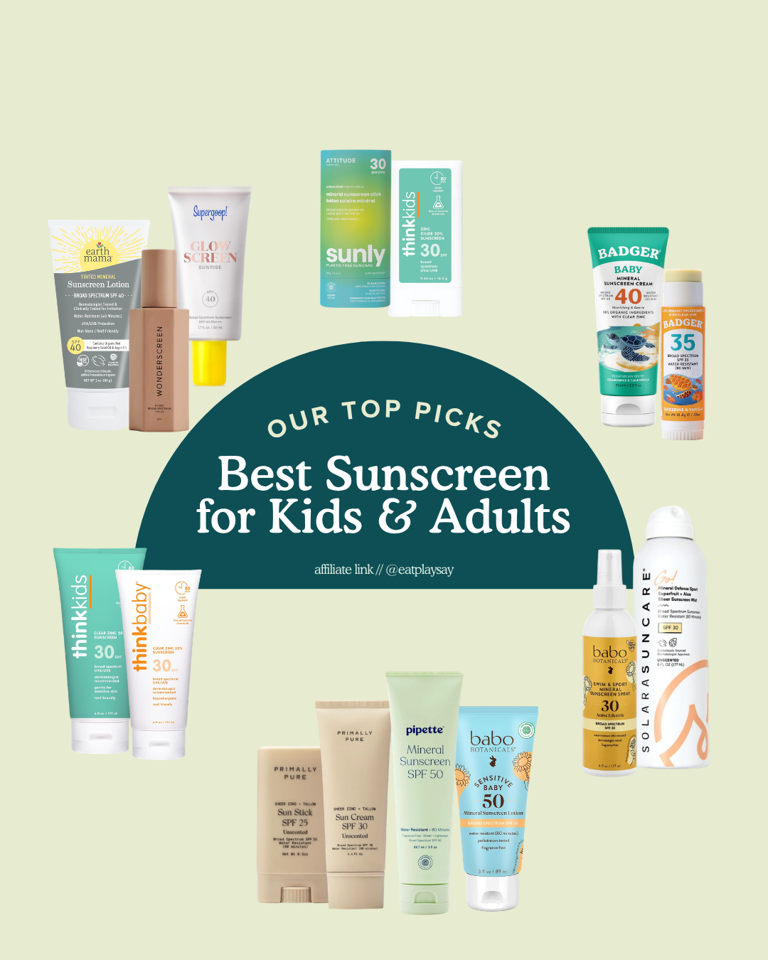 round up graphic of the best sunscreen for kids and the whole family