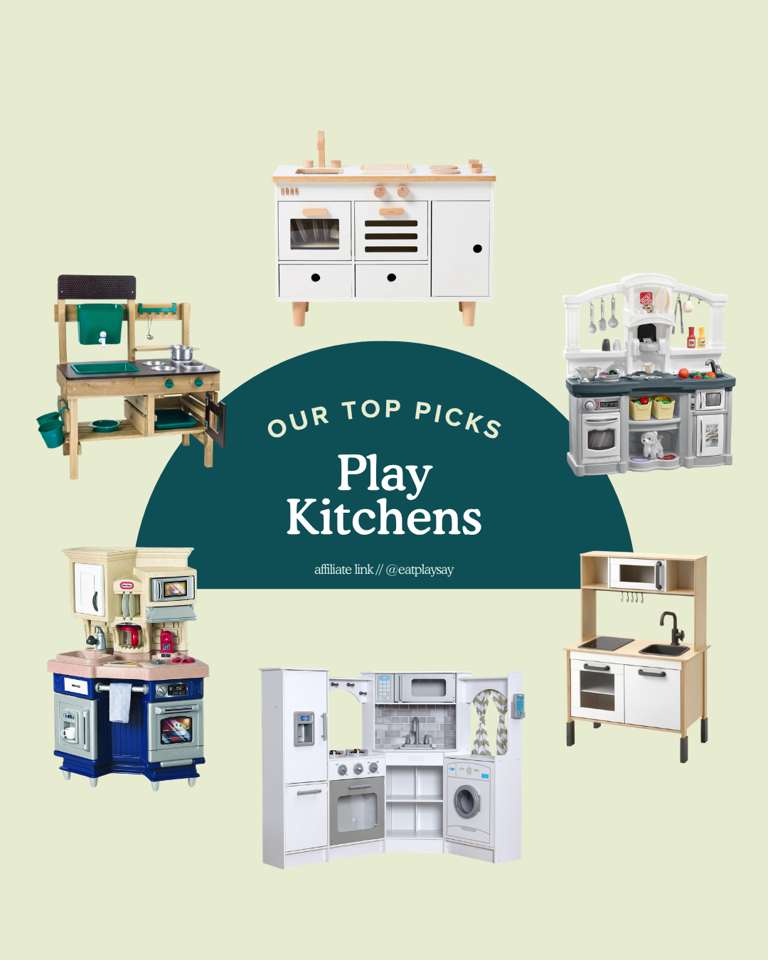 round up graphic of play kitchens