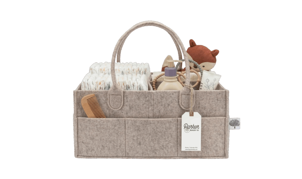 Parker Baby Co. diaper caddy in oatmeal color