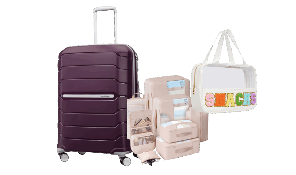 picture of Samsonite rolling suitcase and packing cubes set
