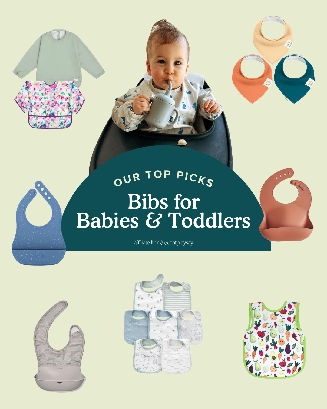 round up graphic of the best bibs for babies and toddlers