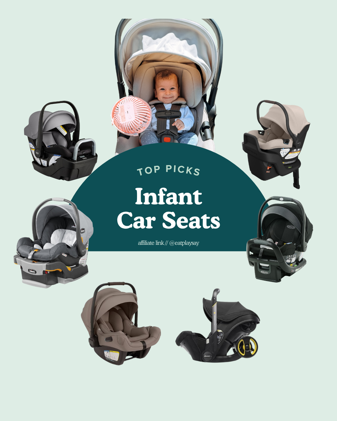 round up graphic of infant car seats