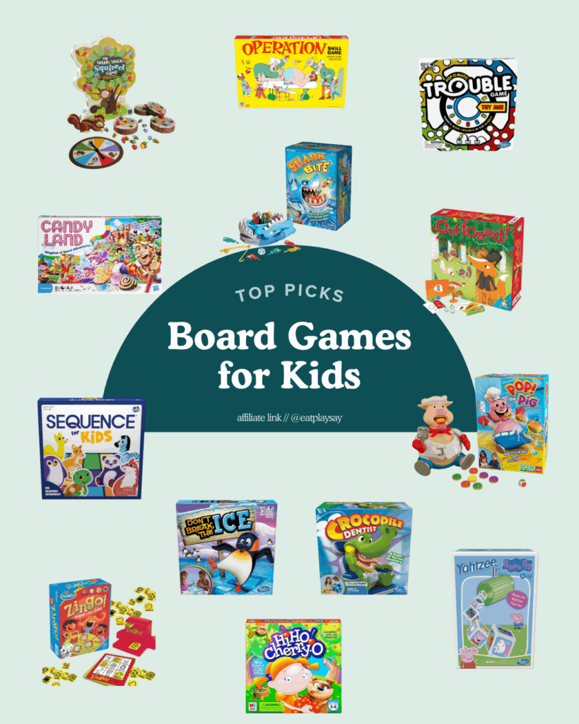 round up graphic of board games for kids 