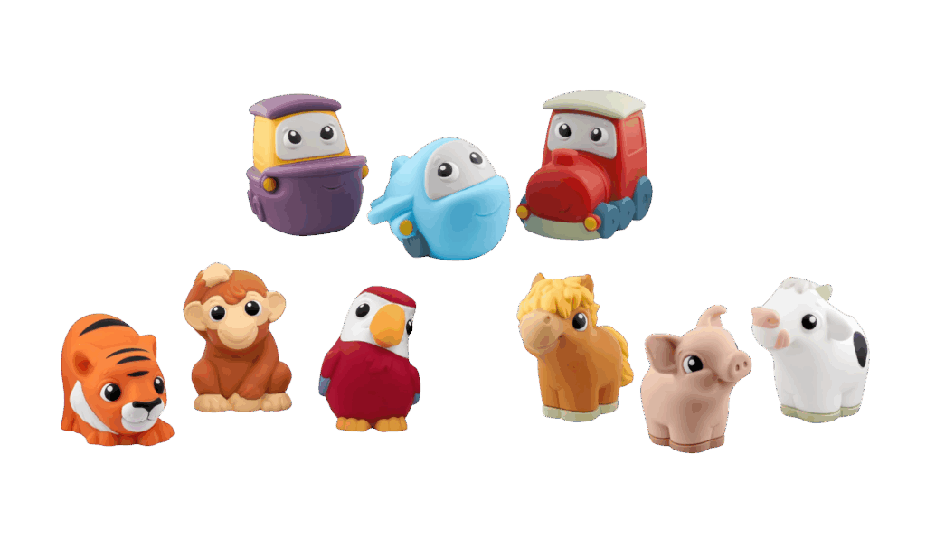 My First Tonies sets including jungle animals, farm animals, and travel sets