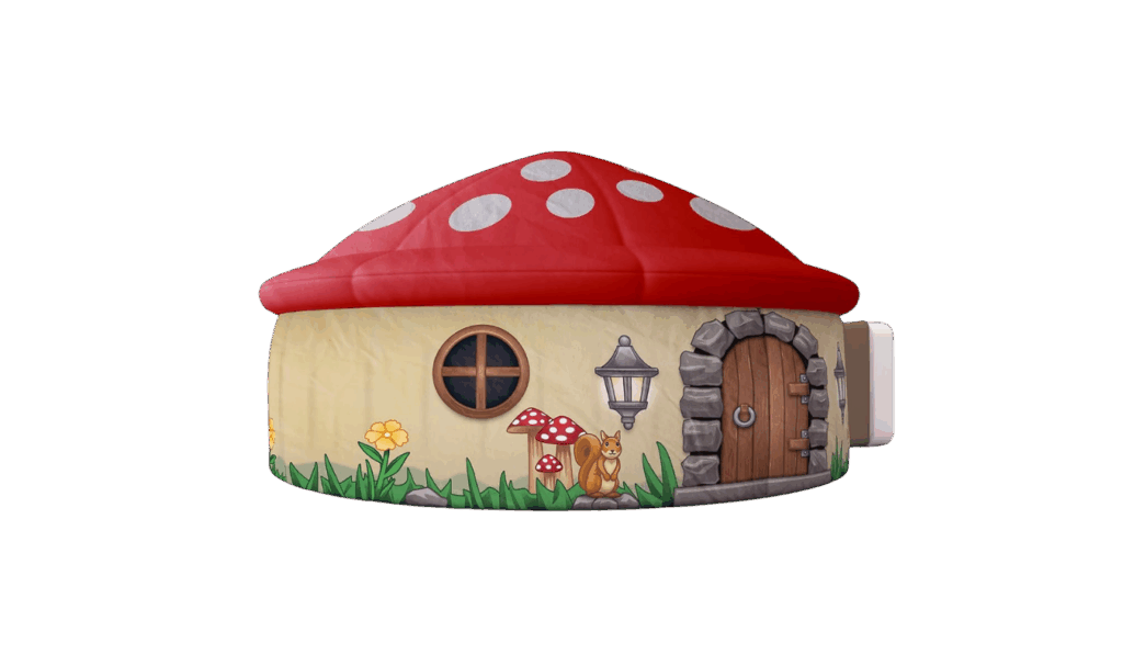 air tent for kids, mushroom house theme