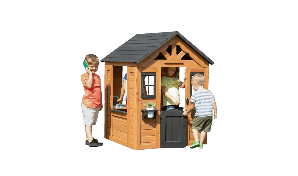 wooden kids' outdoor playhouse 