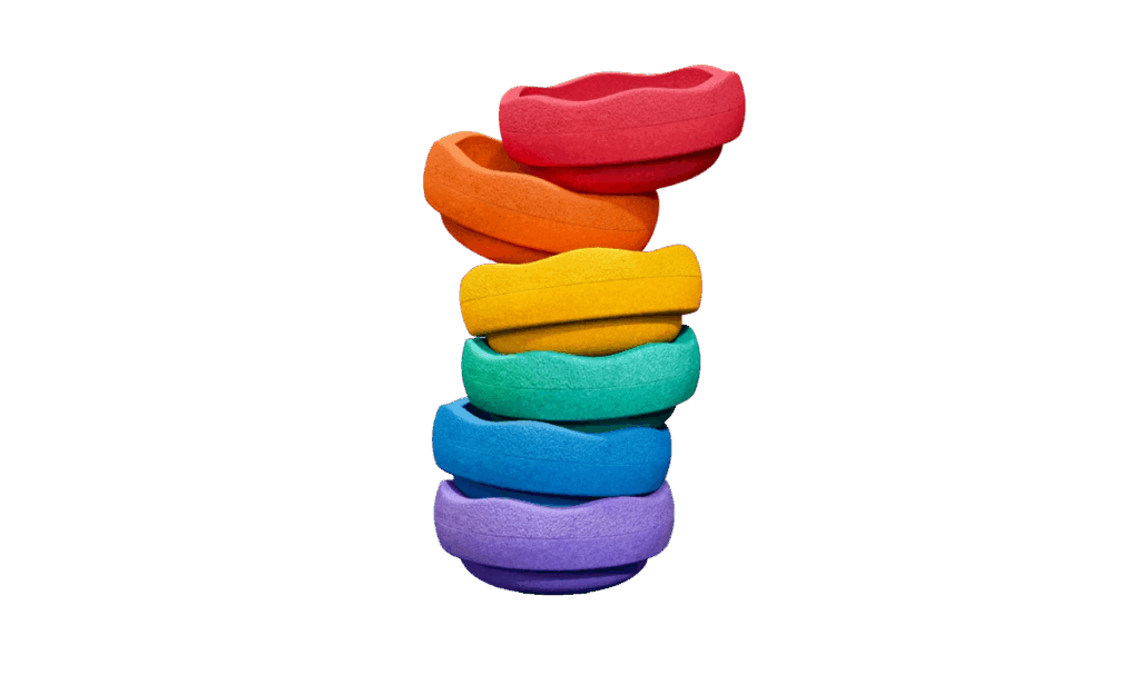 Stapelstein stepping stones in rainbow colors