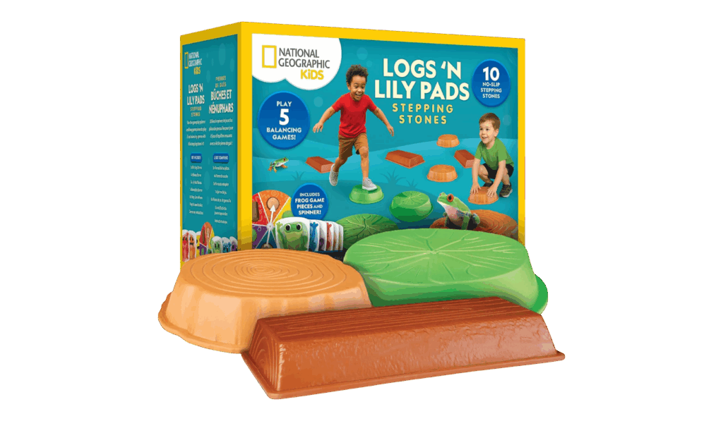 National Geographic Kids Logs and Lily Pads stepping stones for kids with game included 