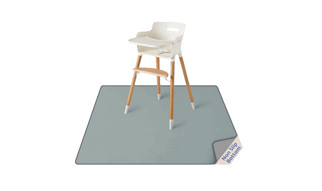 high chair mat in blue/gray color