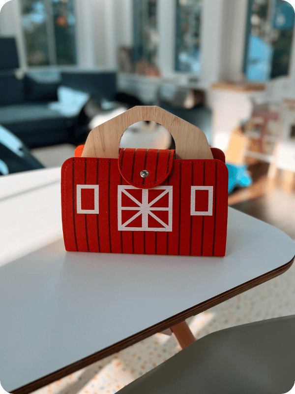 fold-out wooden toy barn