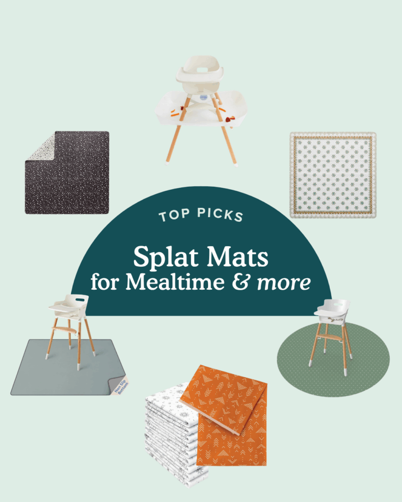 round up graphic of the best splat mats for mealtime messes and more