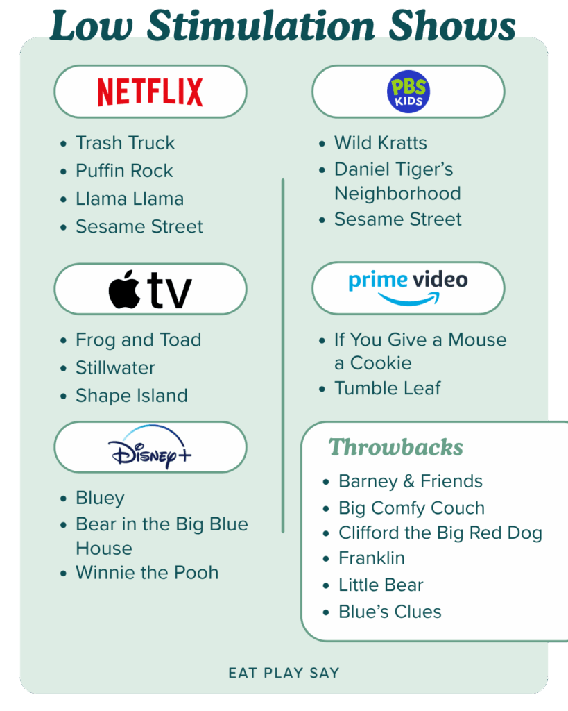 Low stimulation shows for toddlers and preschoolers