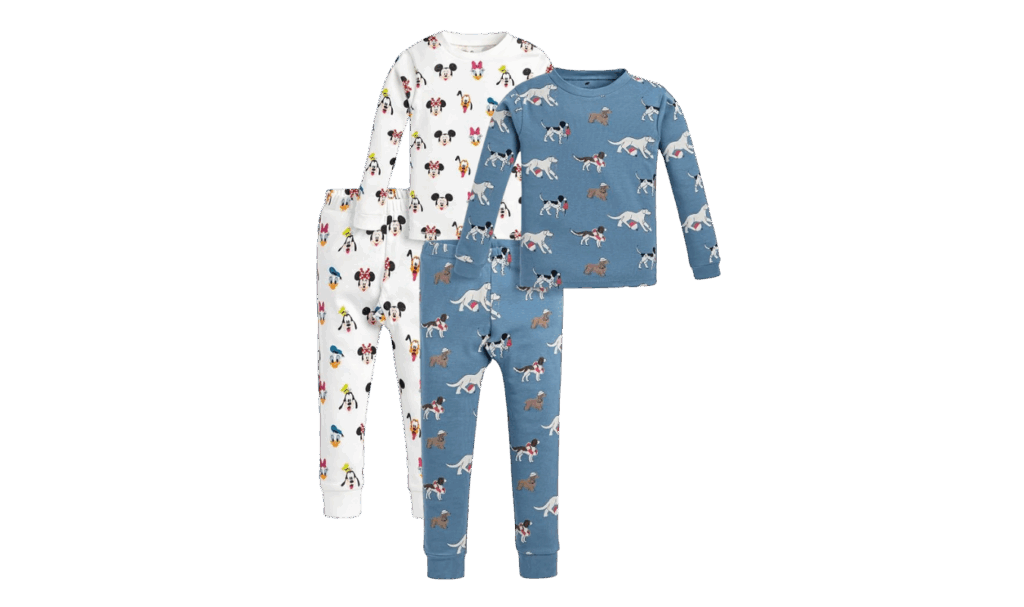 Monica + Andy Toddler Pajamas in Disney print and a dog print